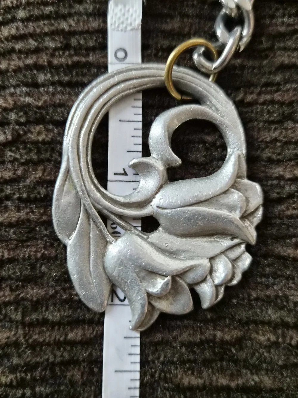 Vintage 1987 Seagull Pewter Canada Tulip Floral (converted) Key Chain/Bag Charm